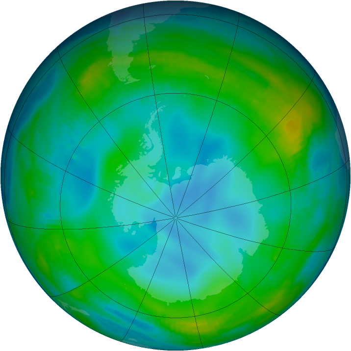 Antarctic ozone map for 23 June 1999